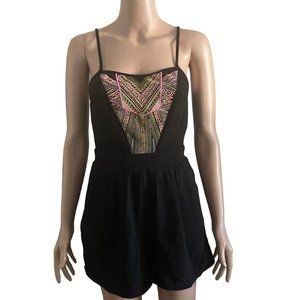GB Dillards Romper XS Black Abstract Pattern Spaghetti Strap One Piece